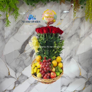 Arreglo de Lujo con Rosas y Frutas en Cali