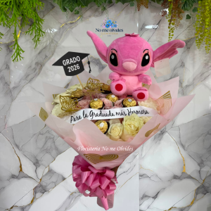 Buchon de Rosas, Chocolate y Peluche para Graduacion