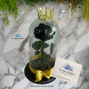 Rosa Preservada Negra con Corona
