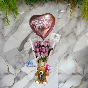 Buquet de Rosas con chocolate y peluche en Cali