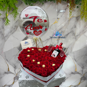 Corazon Especial de Amor con Vino y Chocolates en Cali