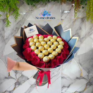 Ramo Buchón de Rosas Rojas y Ferrero Rocher en Cali