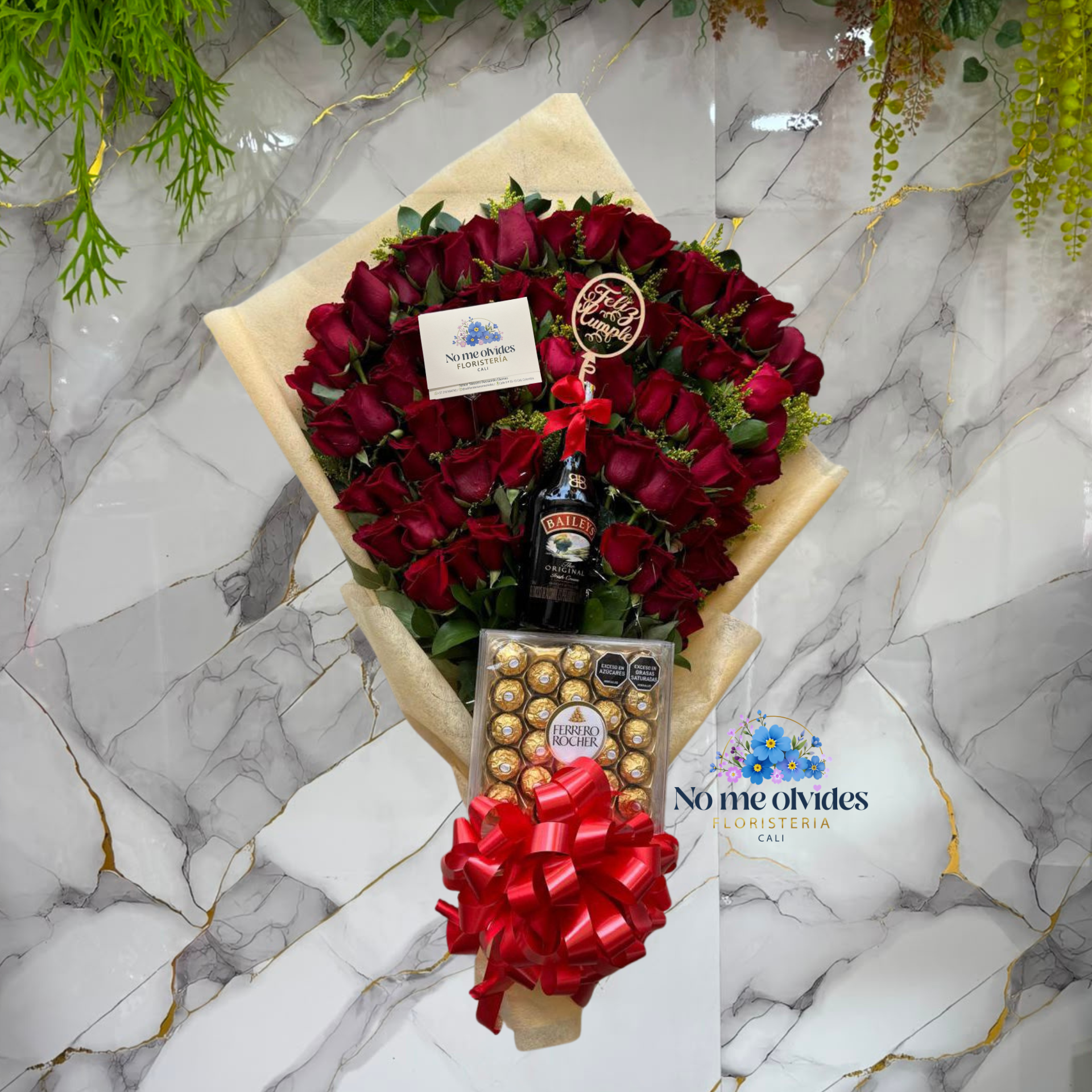 Bouquet Premium de Rosas Rojas, Baileys y Chocolates en Cali