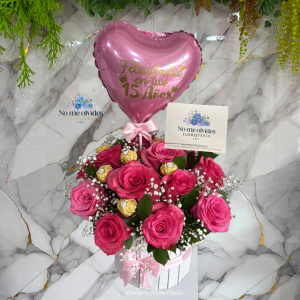 Arreglo Redondo en Rosas y Chocolate